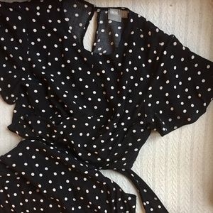 ASOS Cut Out Tea Dress in Black and White Spot
